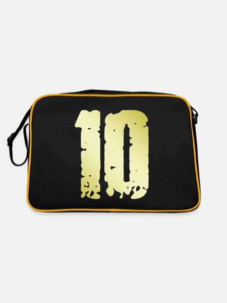 10 Zahl Vintage - Retro Tasche - Schwarz/Gold