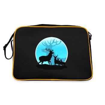 Reindeer Winter Snow Christmas Xmas Present Gift - Retro Bag - black/gold - Back