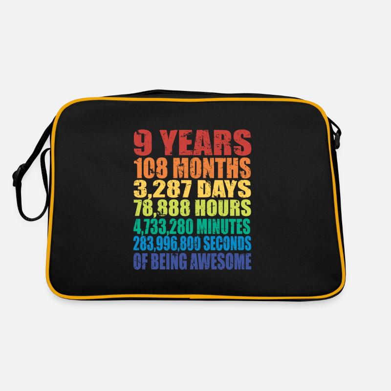 Funny 9th Birthday Gift, Age 9 Years Old Retro Bag