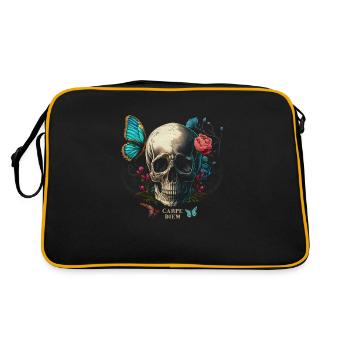 carpe diem - skull, butterfly, flowers - Retro Bag - black/gold - Back