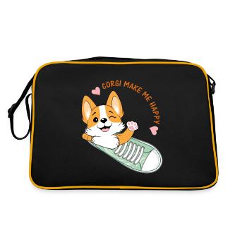 Corgi d’accueil caricatural - Sac Retro - noir/or - Dos