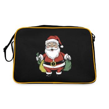 Santa Claus Weihnachtsmann Comic - Retro Tasche - Schwarz/Gold - Hinten