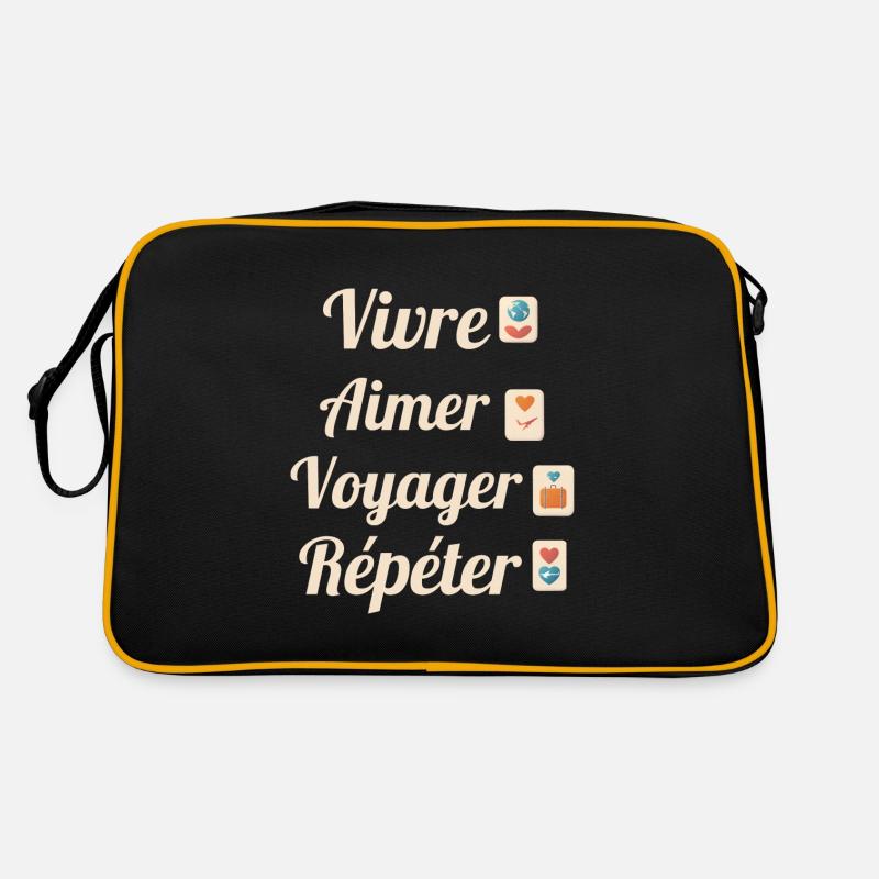 Vivre Aimer Voyager Répéter - Sac Retro - noir/or