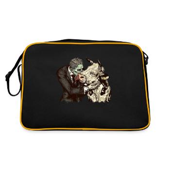 Gentlemen zombie kisses cow - Retro Bag - black/gold - Back