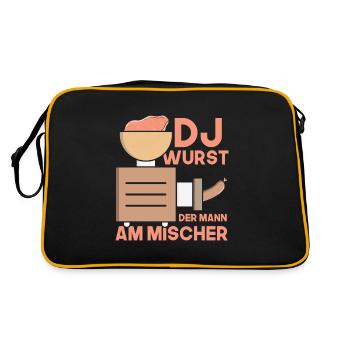 Dj wurst der mann am mischer Metzger - Retro Tasche - Schwarz/Gold - Hinten
