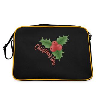 Christmas time - Mistelzweig mit roten Beeren - Retro Tasche - Schwarz/Gold - Hinten
