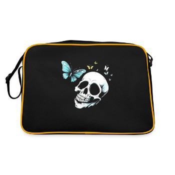 Skull and crossbones with butterfly - Retro Bag - black/gold - Back
