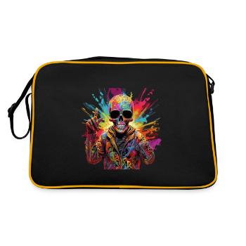 Cooler Skull Totenkopf für deinen coolen Look - Retro Tasche - Schwarz/Gold - Hinten