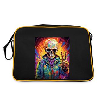 Cooler Skull Totenkopf für deinen coolen Look - Retro Tasche - Schwarz/Gold - Hinten