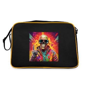 Cooler Skull Totenkopf für deinen coolen Look - Retro Tasche - Schwarz/Gold - Hinten