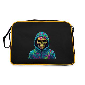 Cooler Skull Totenkopf für deinen coolen Look - Retro Tasche - Schwarz/Gold - Hinten