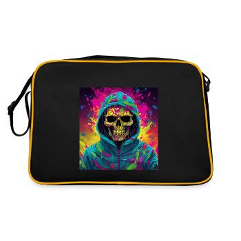 Cooler Skull Totenkopf für deinen coolen Look - Retro Tasche - Schwarz/Gold - Hinten