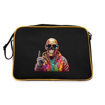Cooler Skull Totenkopf für deinen coolen Look - Retro Tasche - Schwarz/Gold - Hinten