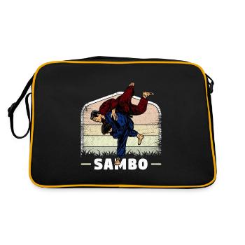 Kampfsport Sambo Ringen Russland Sportart - Retro Tasche - Schwarz/Gold - Hinten