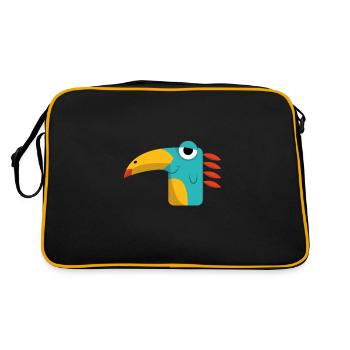 Drôle d’oiseau Dino Illustration pour les enfants - Sac Retro - noir/or - Dos