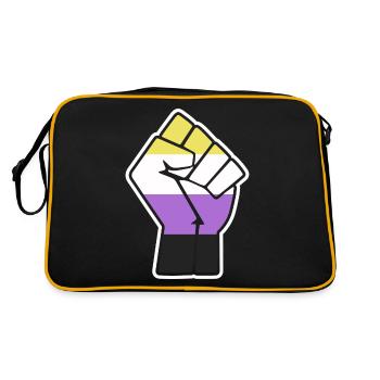 Nonbinary Pride Fist Design for Equality - Retro Bag - black/gold - Back