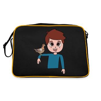 Taubenjungen-Design für Taubenliebhaber - Retro Tasche - Schwarz/Gold - Hinten
