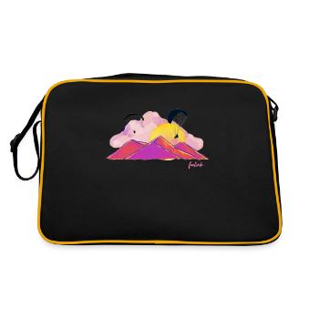Paragliding Gleitschirm Pilot Vogel Berge - Retro Tasche - Schwarz/Gold - Hinten