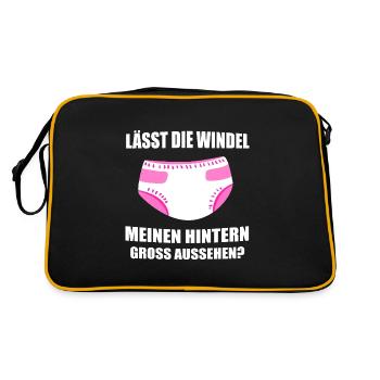 ABDL Mädchen Windel Diaper Geschenk - Retro Tasche - Schwarz/Gold - Hinten