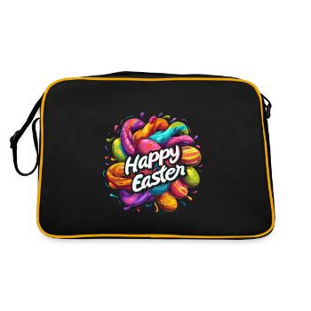Frohe Ostern Bunte Eierjagd Osterkorb für Kinder - Retro Tasche - Schwarz/Gold - Hinten