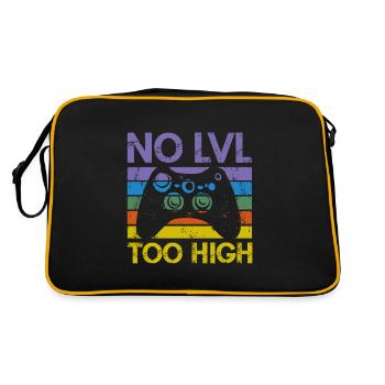 Trendiges Gamer Shirt – "NO LVL TOO HIGH" - Retro Tasche - Schwarz/Gold - Hinten