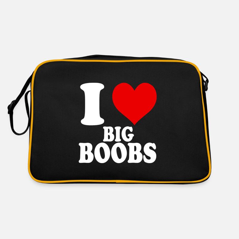 I Love Big Boobs Funny Witty Heart Retro Bag