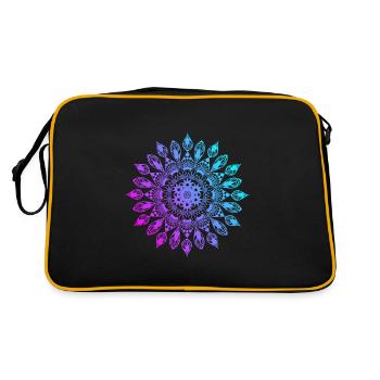 Mandala flower pink purple turquoise - Retro Bag - black/gold - Back