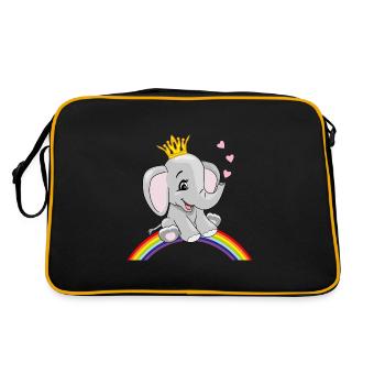 Joyeux bébé éléphant assis sur un arc-en-ciel - Sac Retro - noir/or - Dos