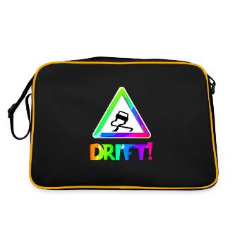 Drift | Auto | Autofan | Driften | Symbol - Retro Tasche - Schwarz/Gold - Hinten