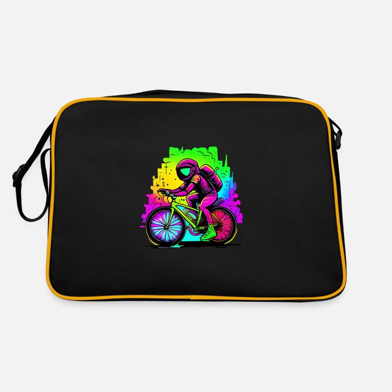 Astronaute à vélo - Sac Retro - noir/or