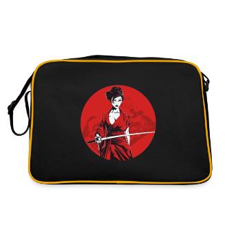 Samurai Lady in rot - Retro Tasche - Schwarz/Gold - Hinten