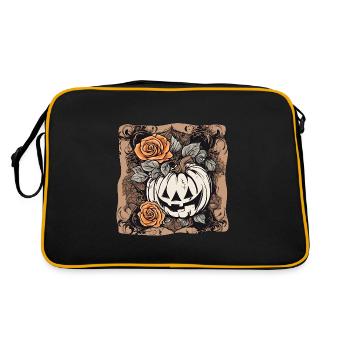 Halloween / Kürbis / Herbst / Feiertag / orange - Retro Tasche - Schwarz/Gold - Hinten