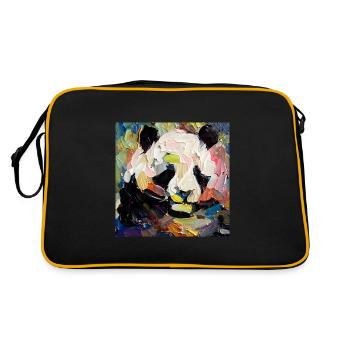 Abstract Colored Oil Painting of a Panda - Retro Bag - black/gold - Back