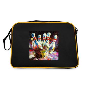 Abstraktes farbiges Ölgemälde eines Bowling-Strikes - Retro Tasche - Schwarz/Gold - Hinten