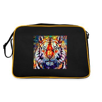 Abstract Colored Oil Painting of a Tiger - Retro Bag - black/gold - Back