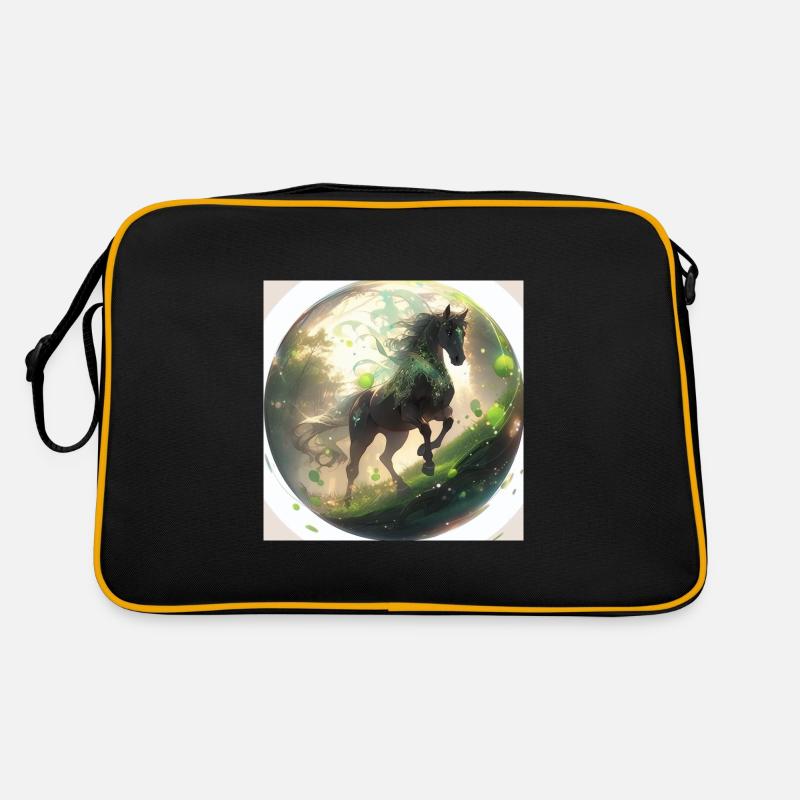 Der edle Hengst - Retro Tasche - Schwarz/Gold