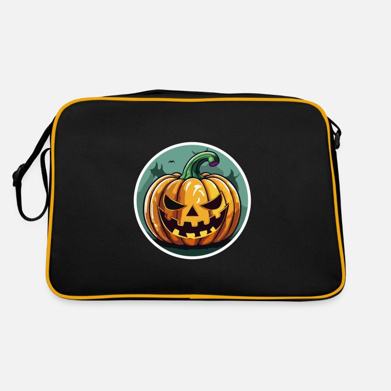 Grinsender Jack o' Lantern Kürbis Retro Tasche