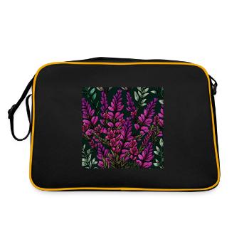Lila Blüten - Retro Tasche - Schwarz/Gold - Hinten