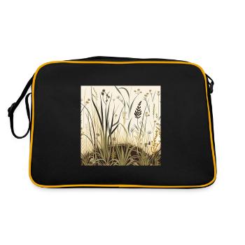 Wildblumenwiese - Retro Tasche - Schwarz/Gold - Hinten