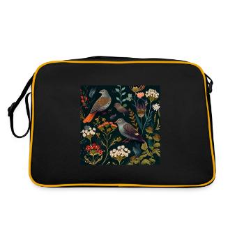 Blumenvoliere - Retro Tasche - Schwarz/Gold - Hinten