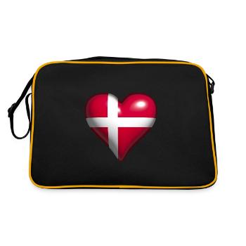 Danemark cœur brillant avec Dannebrog rouge blanc - Sac Retro - noir/or - Dos