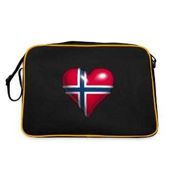 Norvège cœur brillant rouge blanc drapeau bleu - Sac Retro - noir/or - Dos