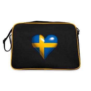Sweden Shiny Heart Blue Yellow Cross - Retro Bag - black/gold - Back