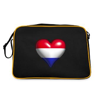 Pays-Bas cœur brillant bleu blanc drapeau rouge - Sac Retro - noir/or - Dos