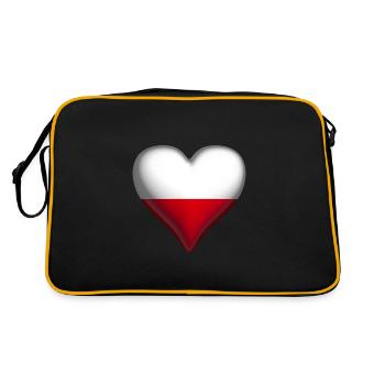 Poland shiny heart white red - Retro Bag - black/gold - Back