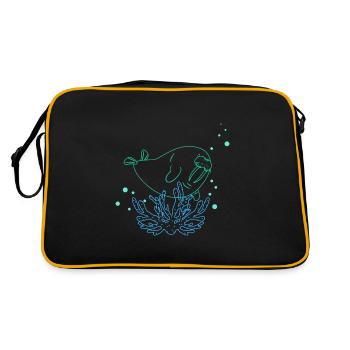 Walrus Swimming Underwater - Retro Bag - black/gold - Back