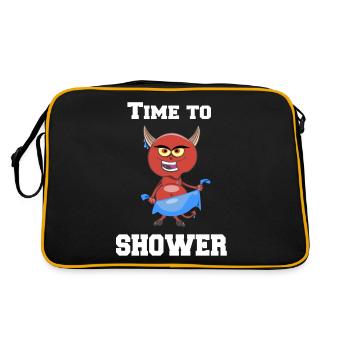 Zeit zu Duschen T-Shirt mit Dusch Teufel - Retro Tasche - Schwarz/Gold - Hinten