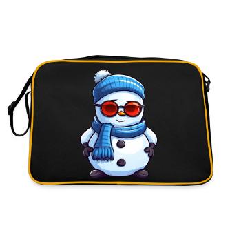 Cooler Schneemann mit Sonnenbrille Winter Design - Retro Tasche - Schwarz/Gold - Hinten