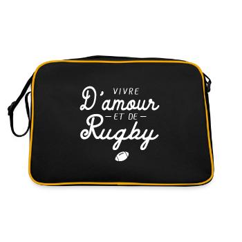 vivre d amour et de rugby humour rugby cadeau - Sac Retro - noir/or - Dos