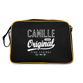 Name CAMILLE benutzerdefinierte T-Shirt Name - Retro Tasche - Schwarz/Gold - Hinten